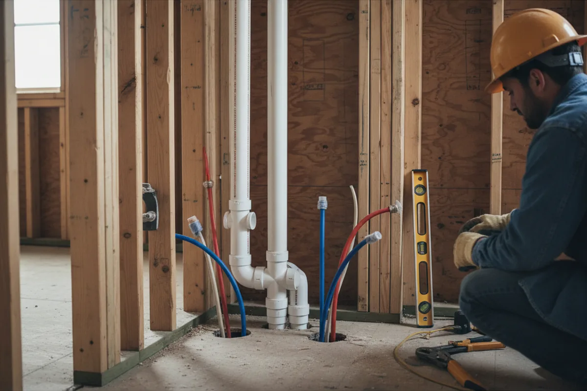 Drain and supply rough-in during Sump Pump Repair in Lafitte