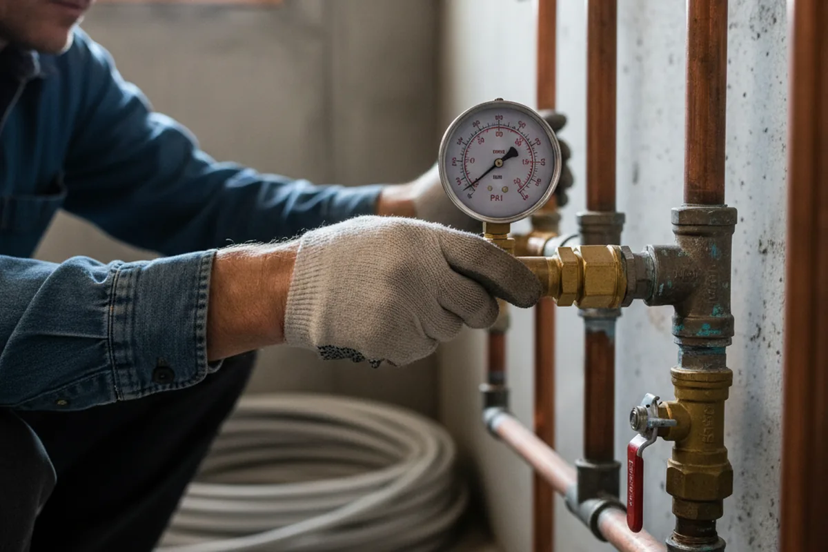 Pressure testing a repaired line during Water Line Repair in Lafitte